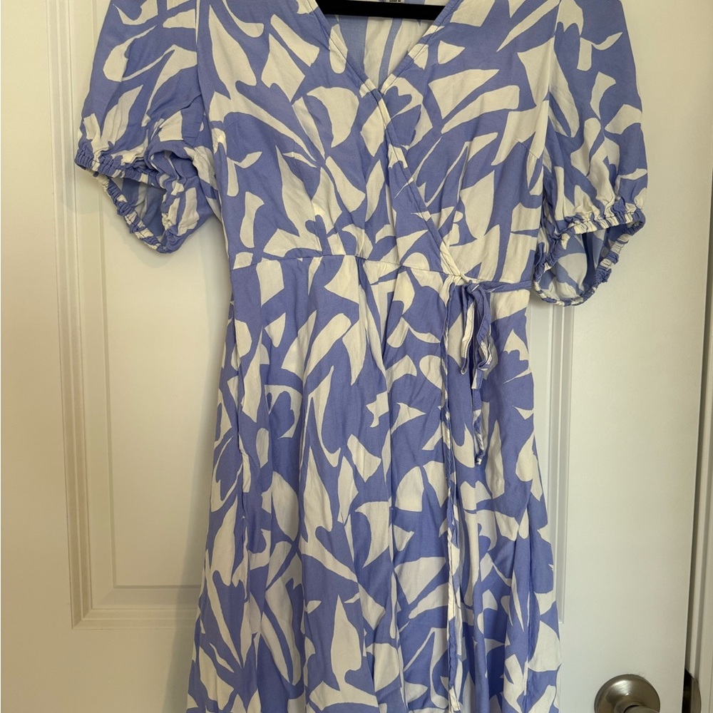 Purple and White Wrap Dress